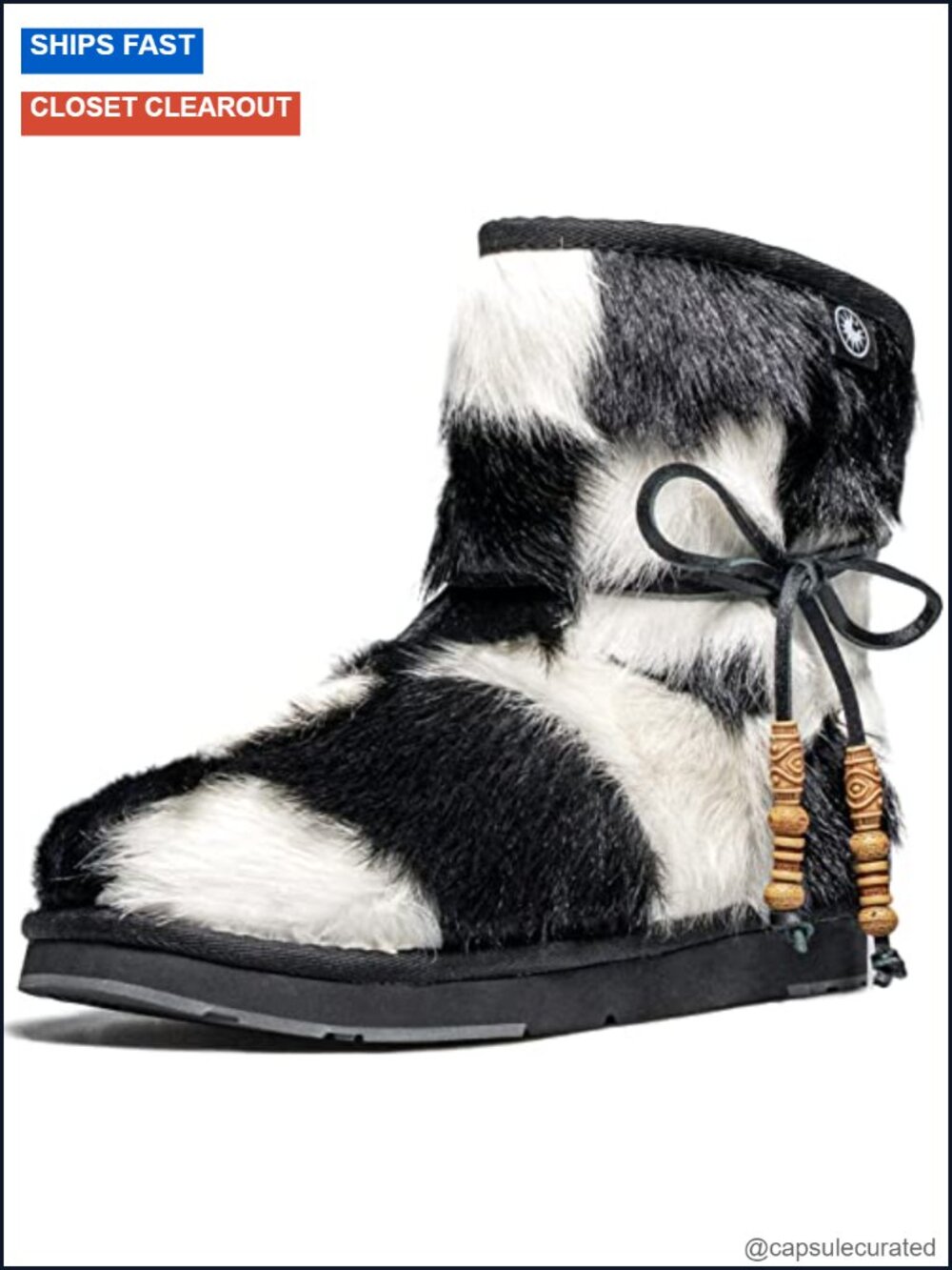 Warm Winter Snow Boots Sheepskin Merino Wool Fur Trim Lace Up Ankle Bootie